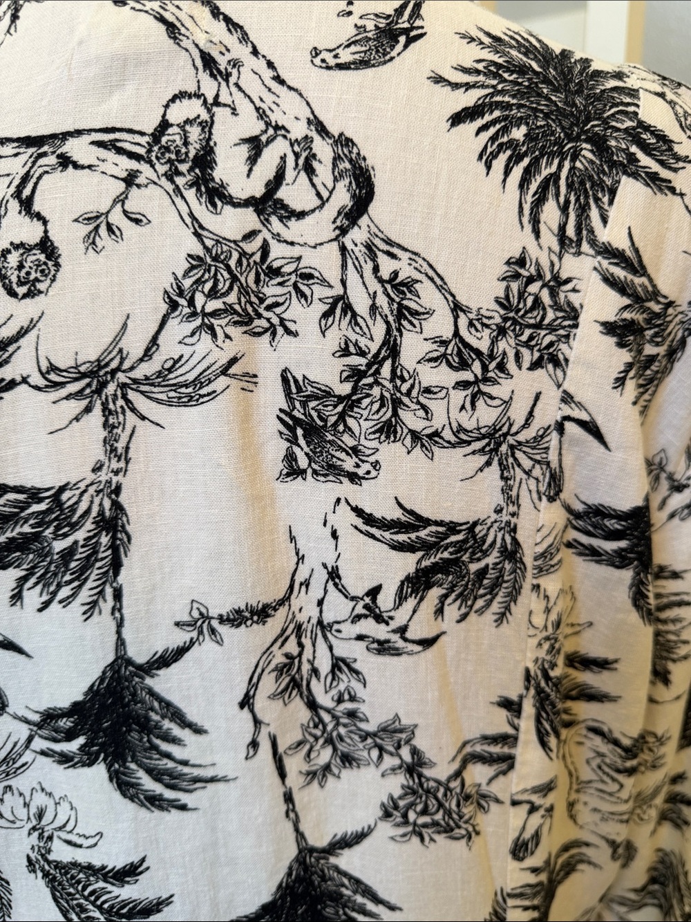 Joie Linen Blend Safari Jungle Tropical Print Shirt Maxi Dress 3/4 Sleeve XL - Picture 5 of 8